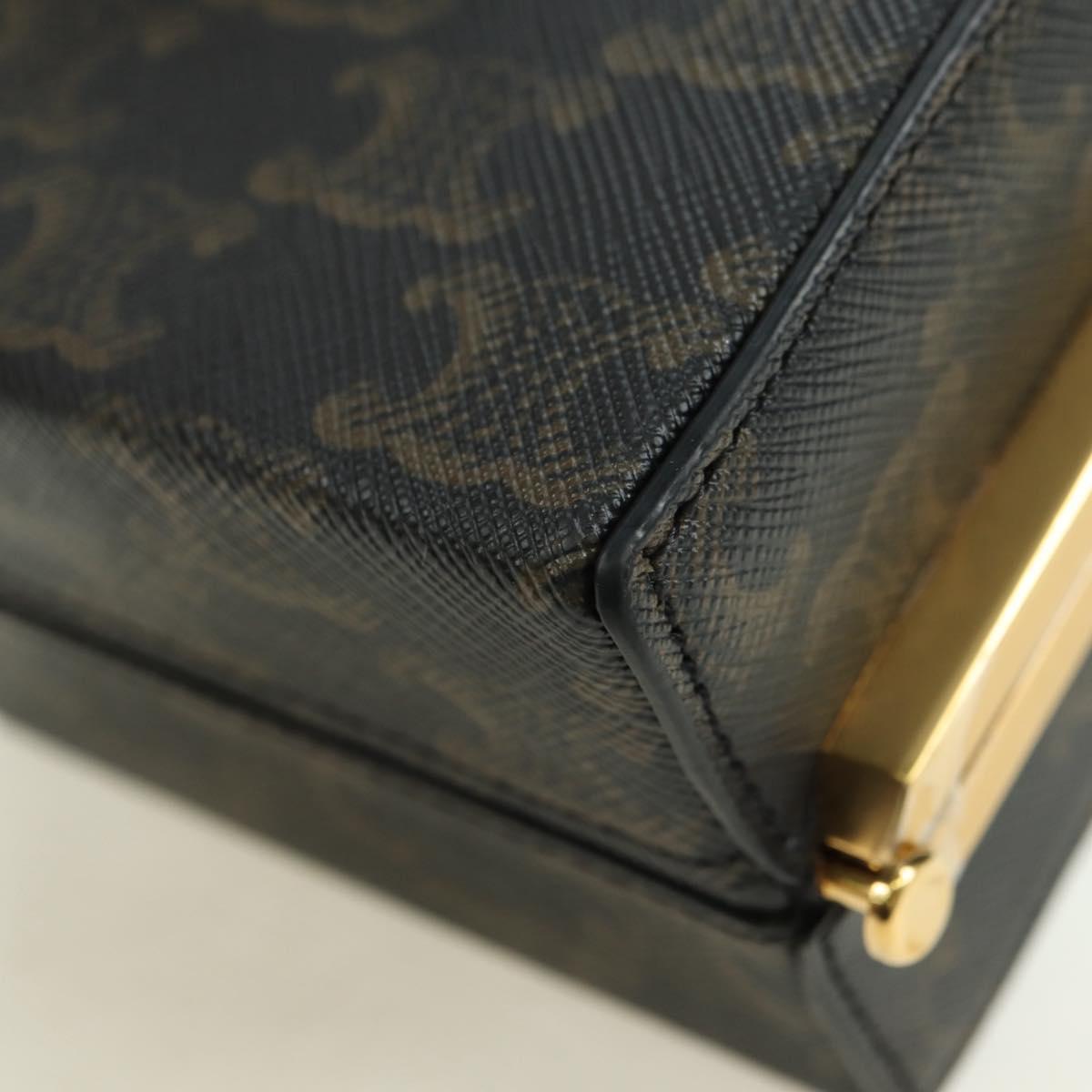 CELINE Triomphe Macadam Canvas Mini Vanity Case PVC Leather Black Auth 179589M