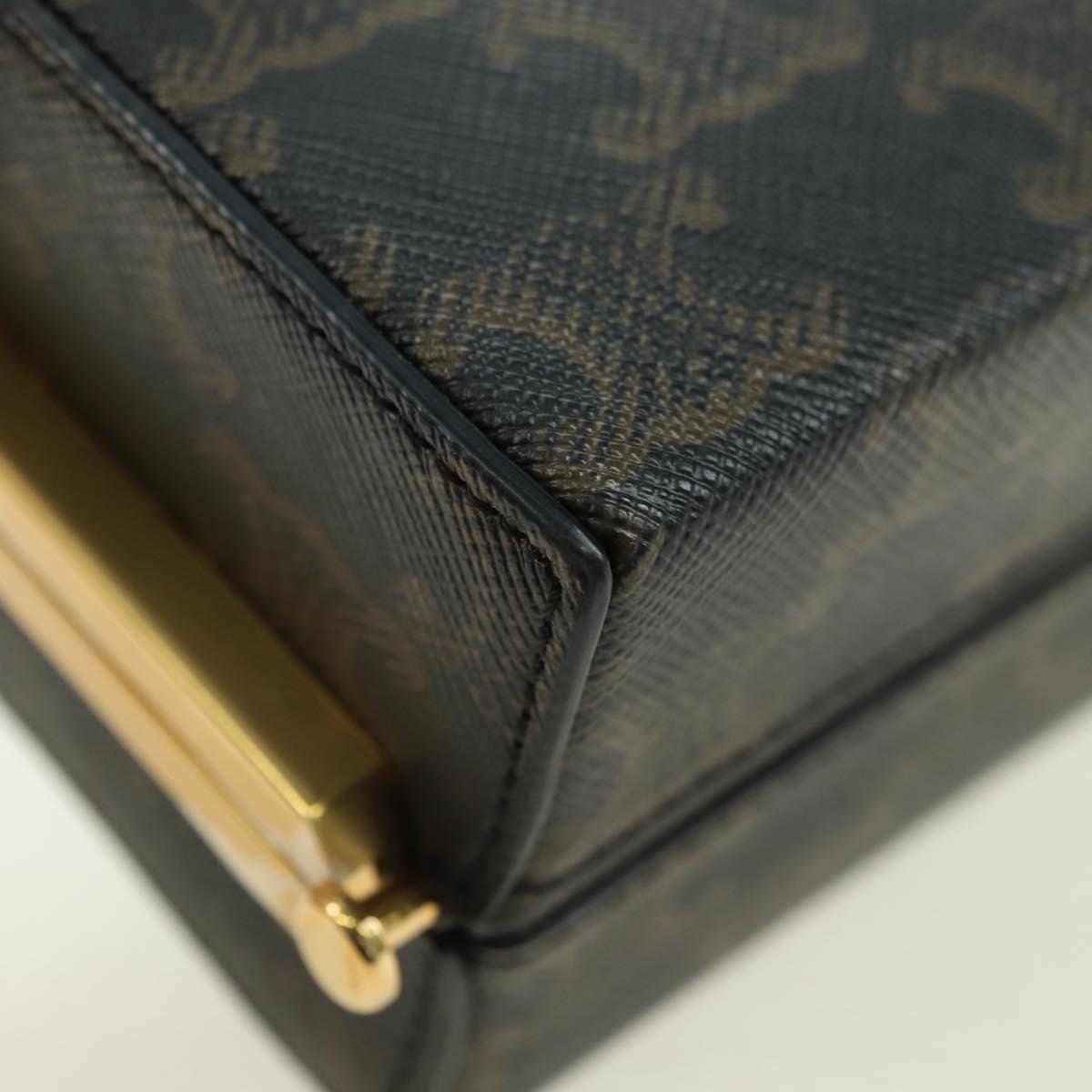 CELINE Triomphe Macadam Canvas Mini Vanity Case PVC Leather Black Auth 179589M