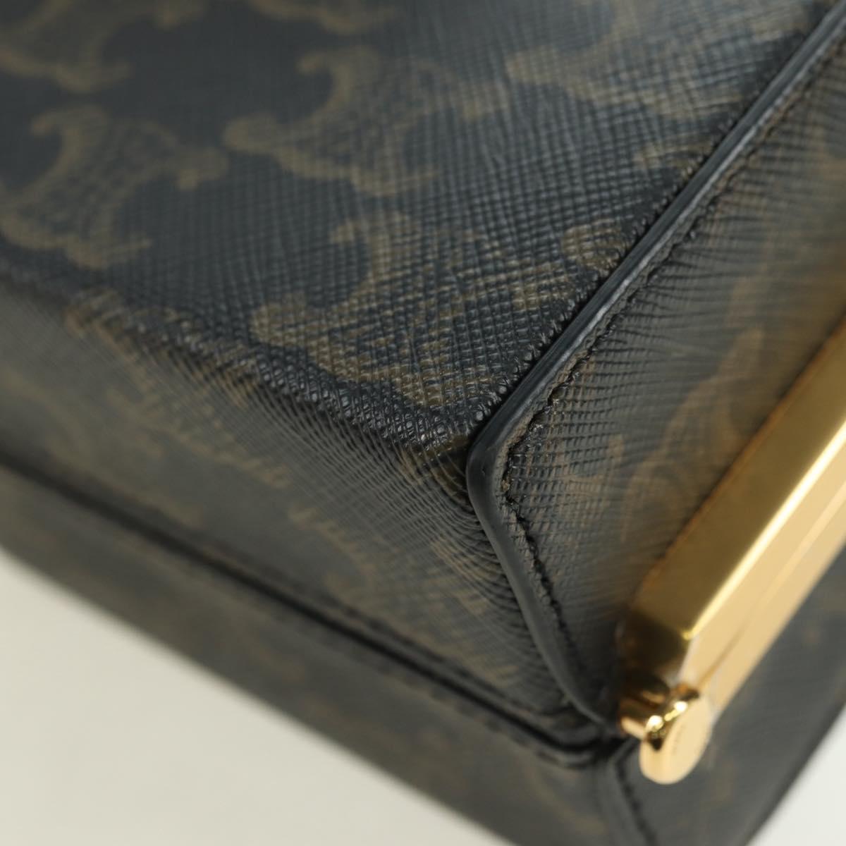 CELINE Triomphe Macadam Canvas Mini Vanity Case PVC Leather Black Auth 179589M