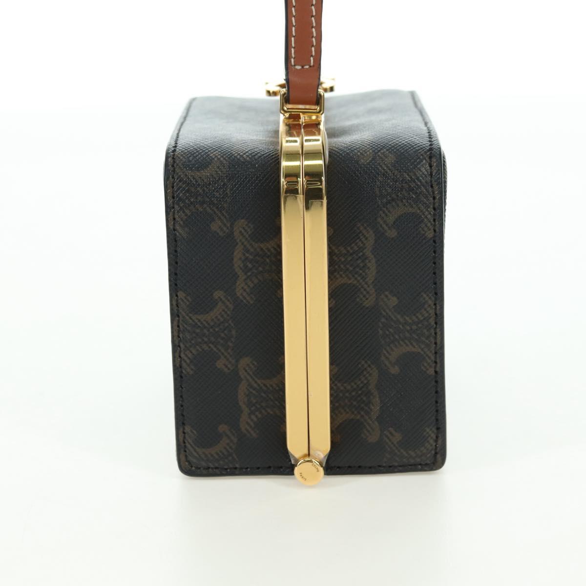 CELINE Triomphe Macadam Canvas Mini Vanity Case PVC Leather Black Auth 179589M