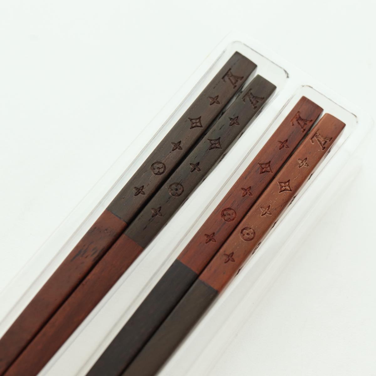 LOUIS VUITTON Monogram Chop Stick Wood Brown LV Auth 179590M