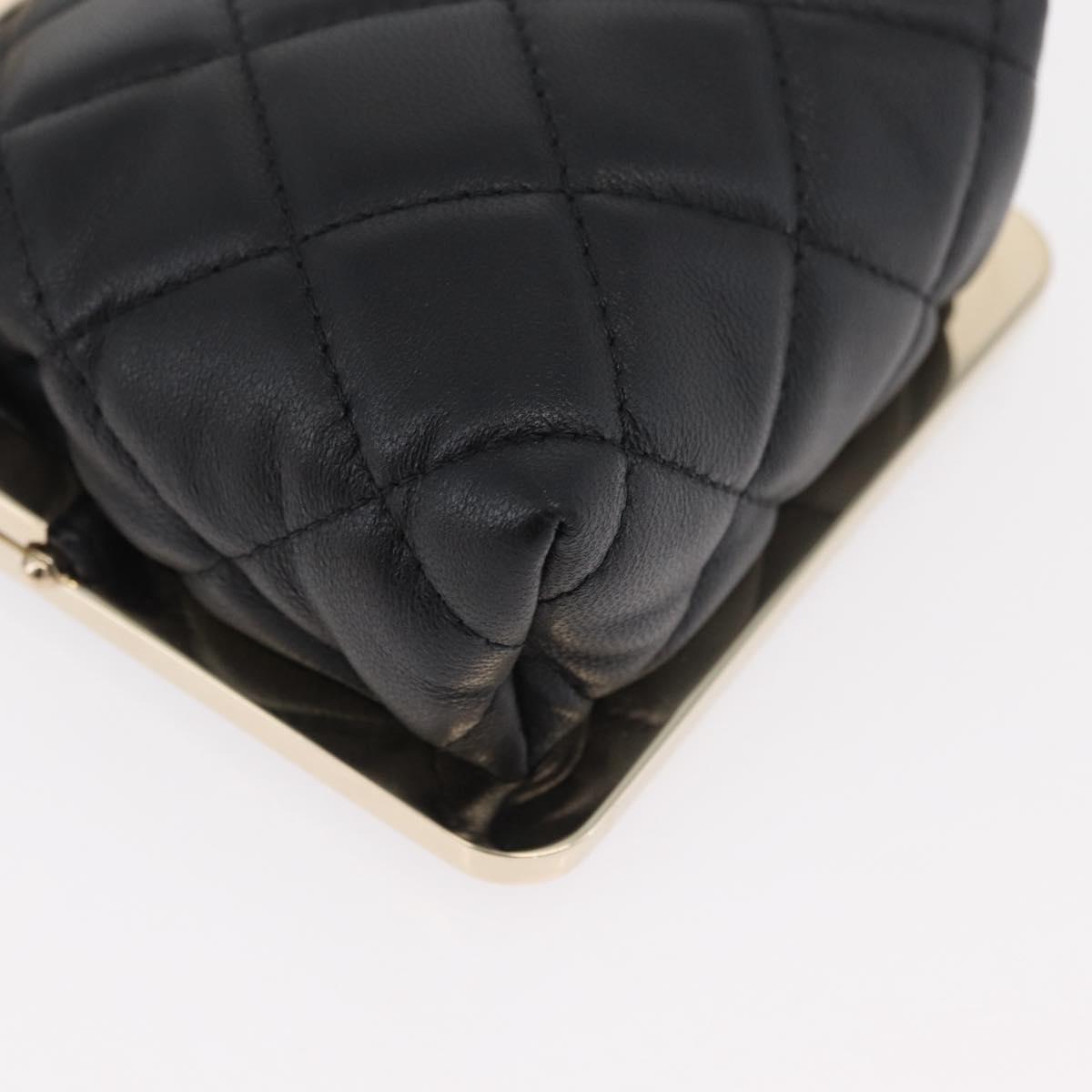 CHANEL Matelasse Chain Shoulder Bag Lamb Skin Black Gold CC Auth 179592SAM