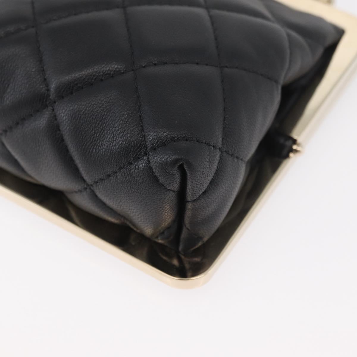 CHANEL Matelasse Chain Shoulder Bag Lamb Skin Black Gold CC Auth 179592SAM