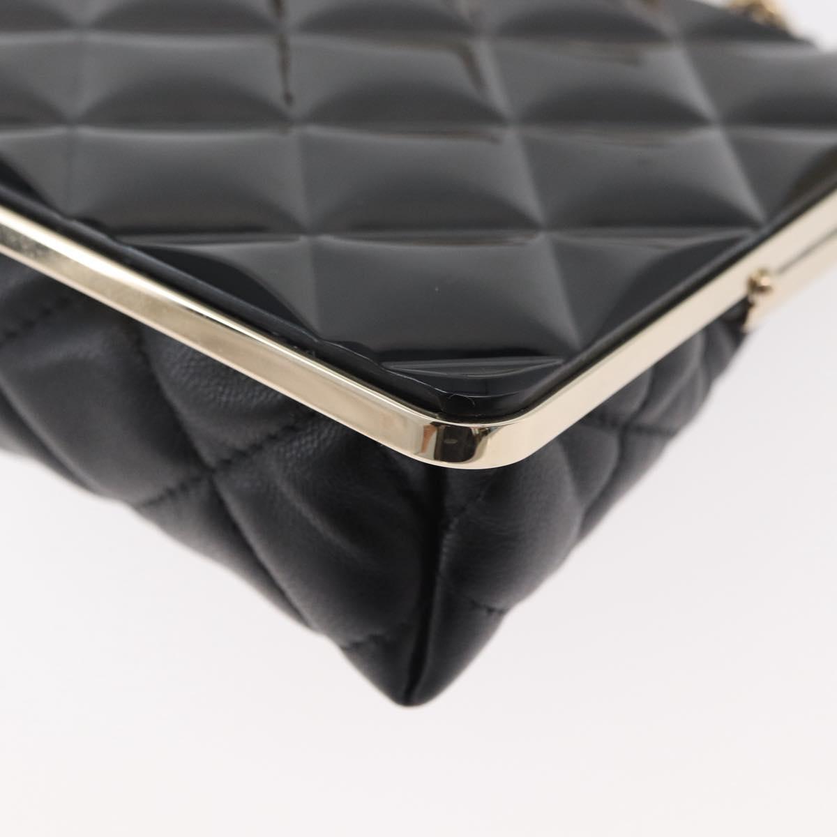 CHANEL Matelasse Chain Shoulder Bag Lamb Skin Black Gold CC Auth 179592SAM