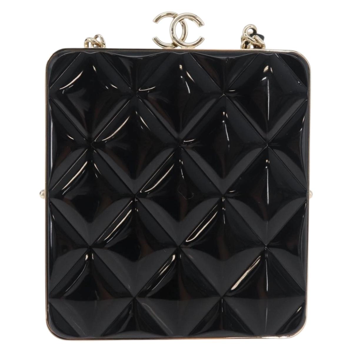 CHANEL Matelasse Chain Shoulder Bag Lamb Skin Black Gold CC Auth 179592SAM