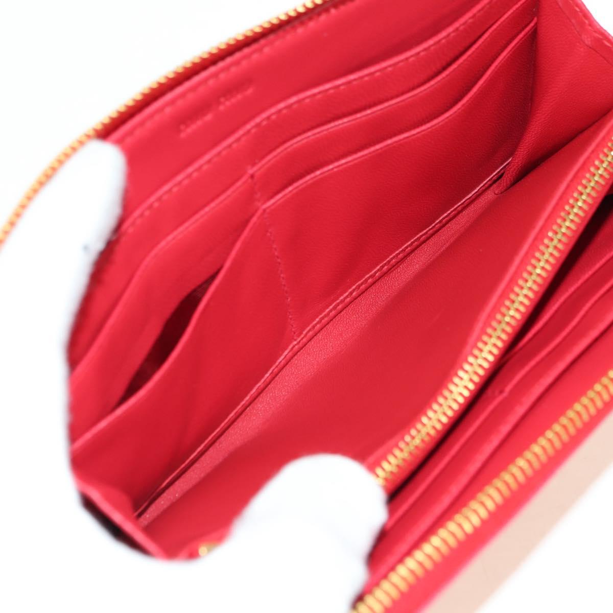 Miu Miu Long Wallet Leather Red Gold Auth 179594V