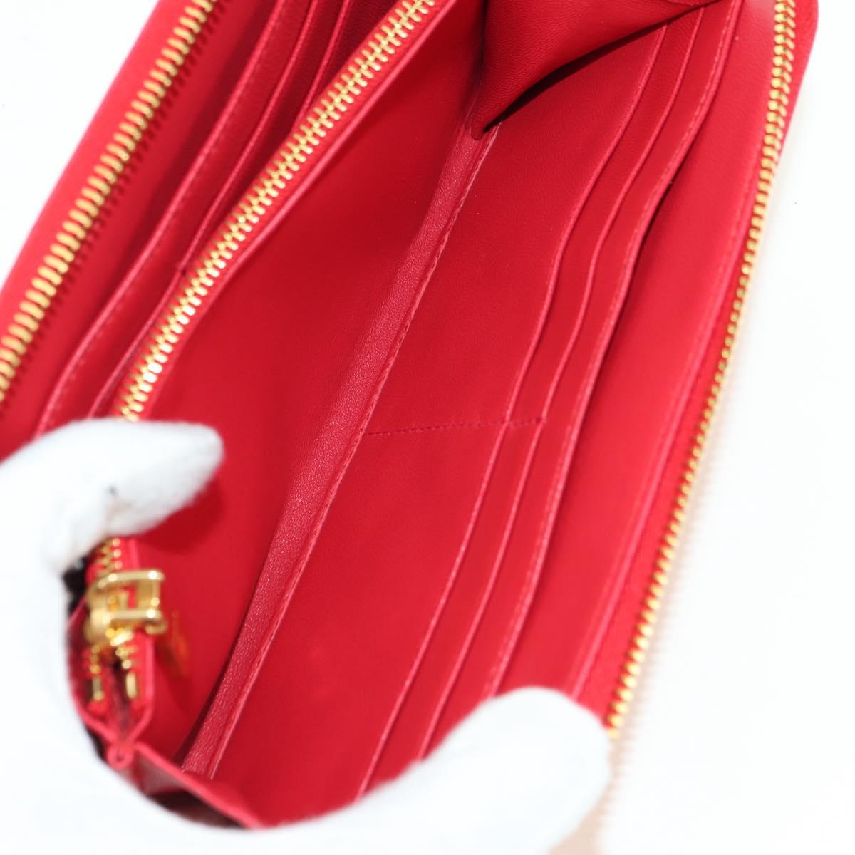 Miu Miu Long Wallet Leather Red Gold Auth 179594V