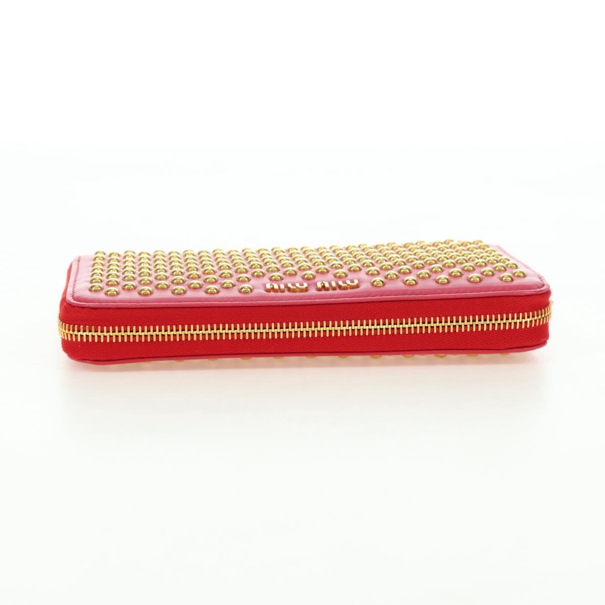Miu Miu Long Wallet Leather Red Gold Auth 179594V