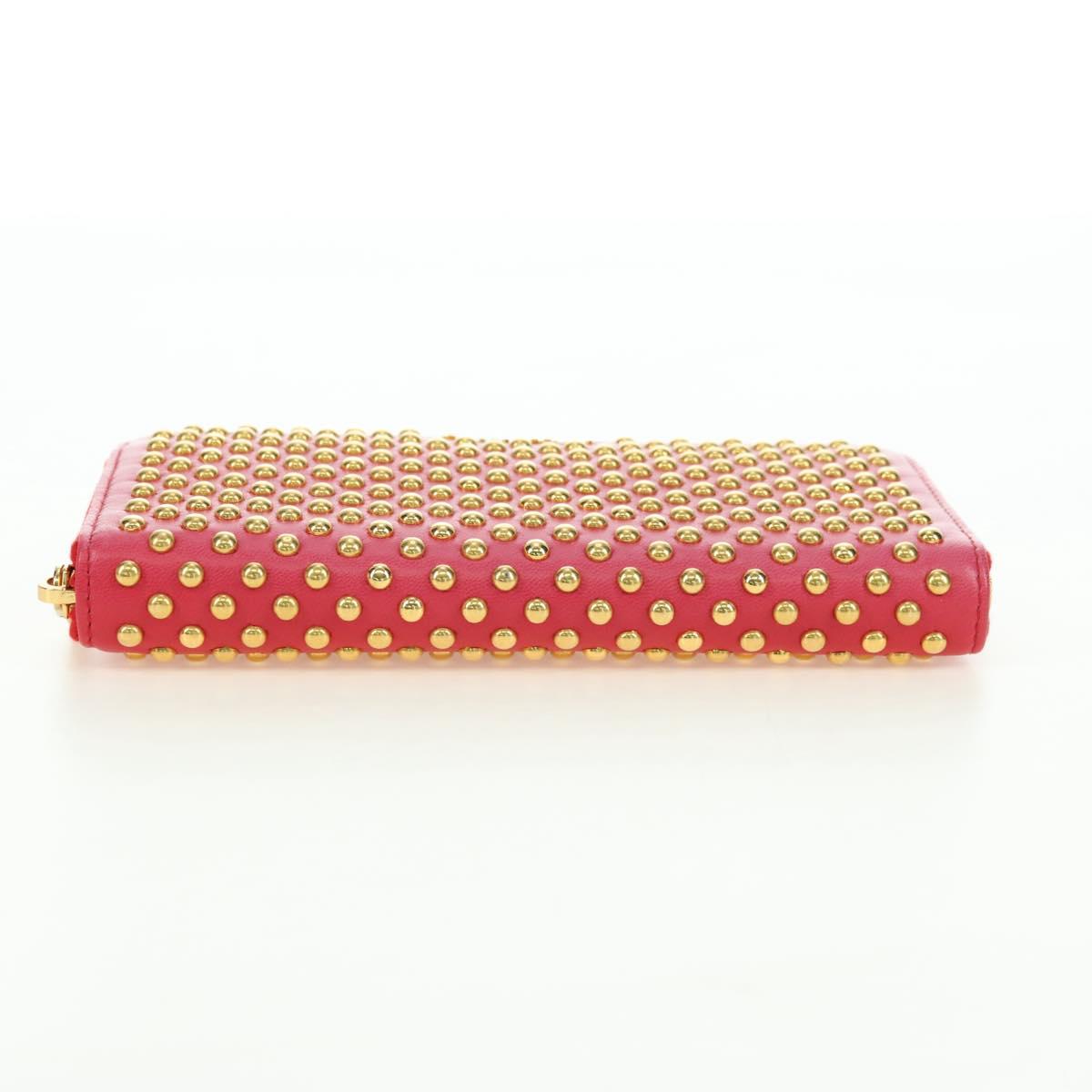 Miu Miu Long Wallet Leather Red Gold Auth 179594V