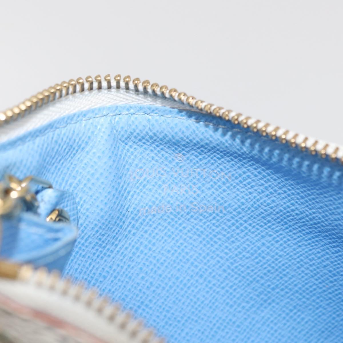 LOUIS VUITTON Multicolor Pochette Cles NM Coin Purse White M93734 Auth 179597M