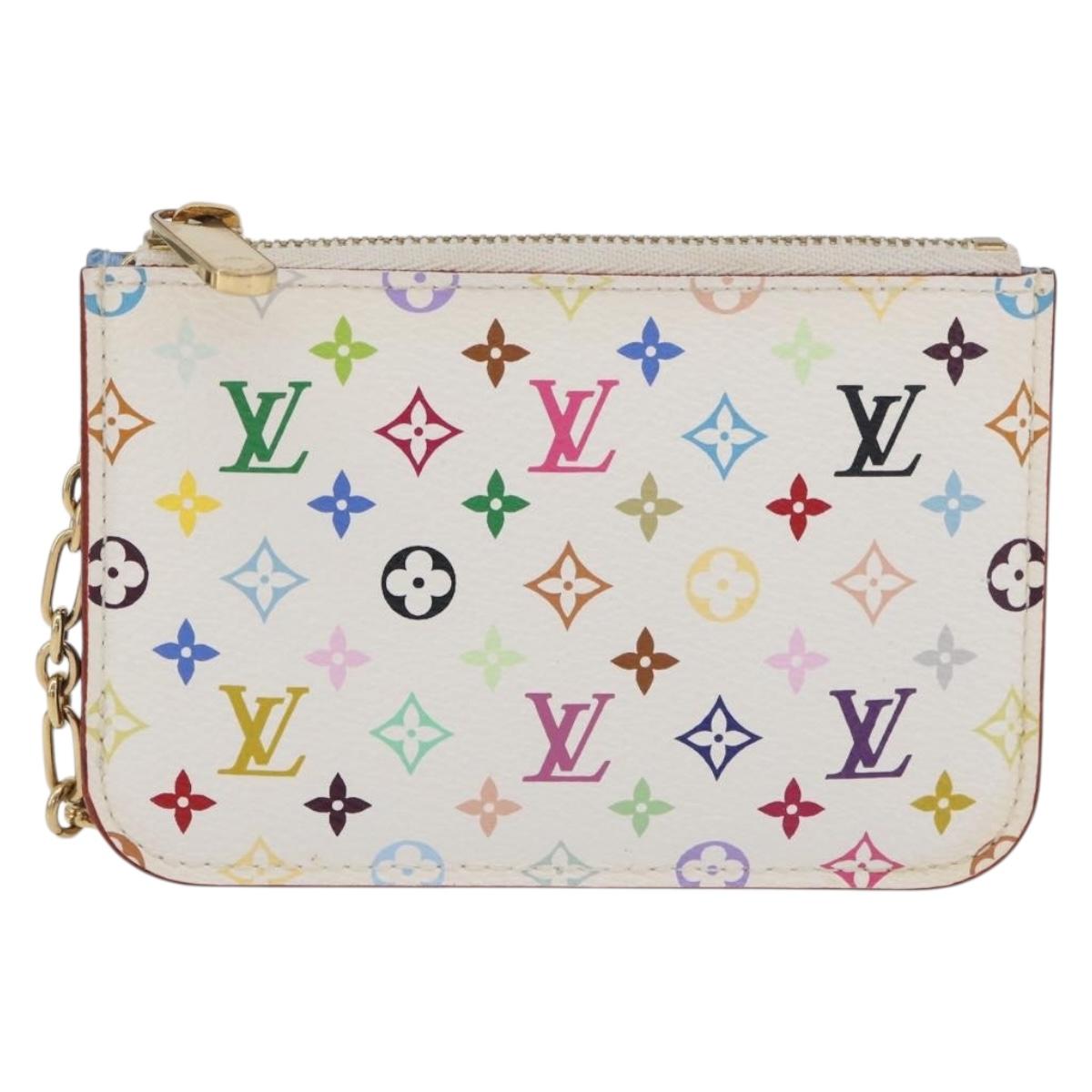 LOUIS VUITTON Multicolor Pochette Cles NM Coin Purse White M93734 Auth 179597M