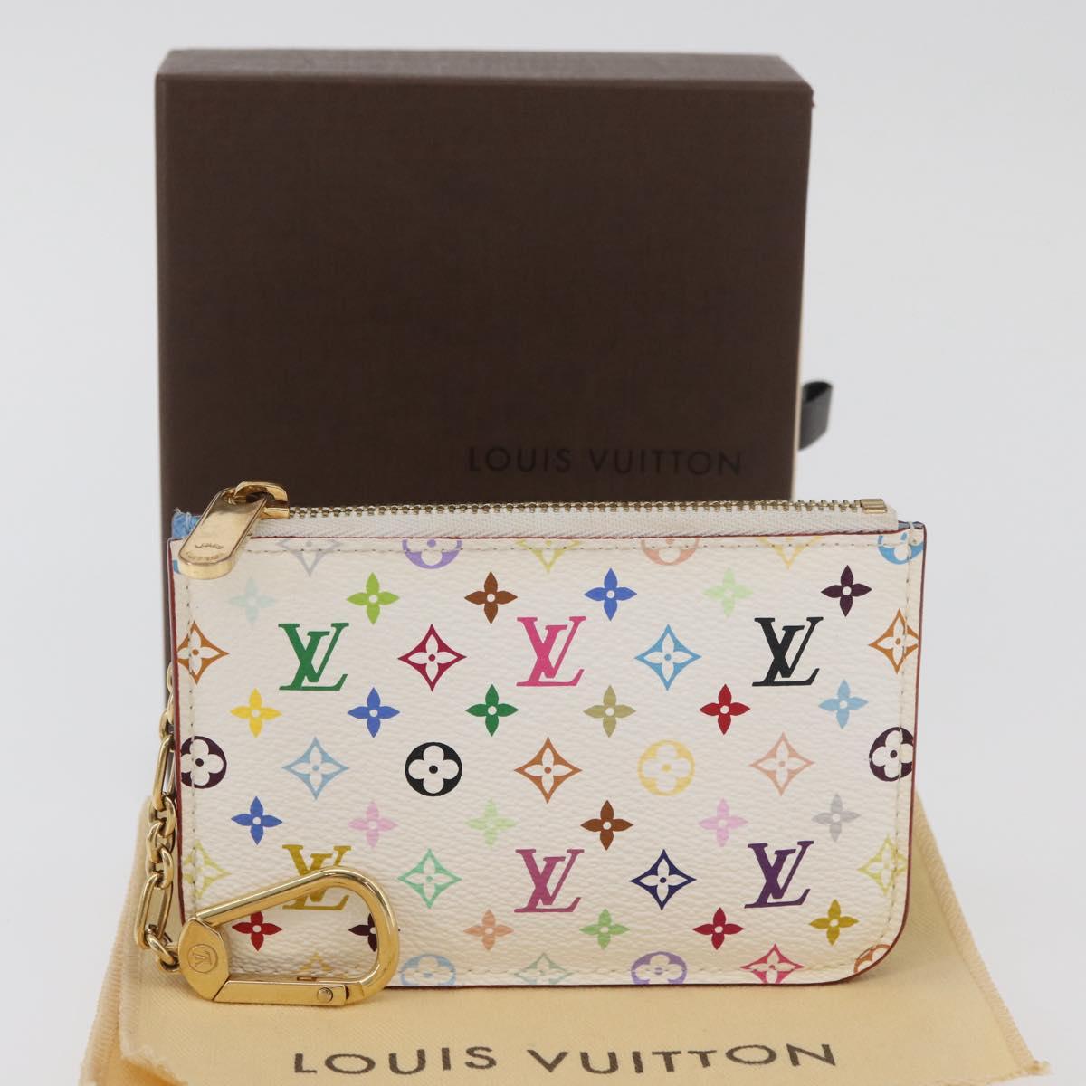 LOUIS VUITTON Multicolor Pochette Cles NM Coin Purse White M93734 Auth 179597M