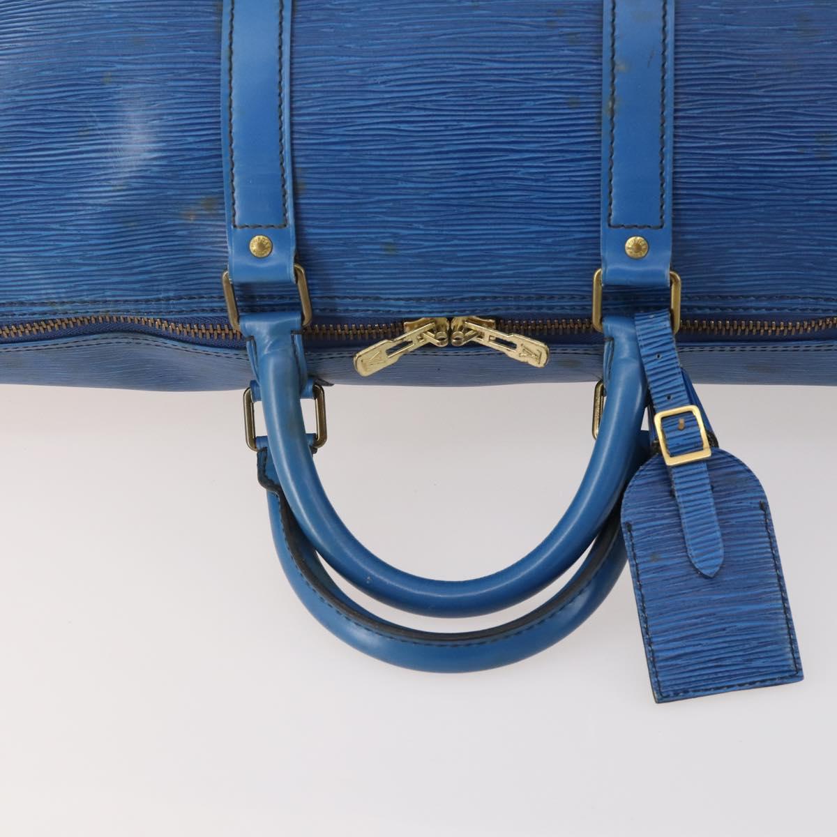 LOUIS VUITTON Epi Keepall 50 Boston Bag Blue M42965 LV Auth 179600