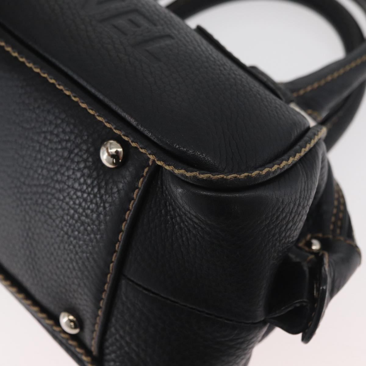 CHANEL Hand Bag Leather Black Silver CC Auth 179606SAV