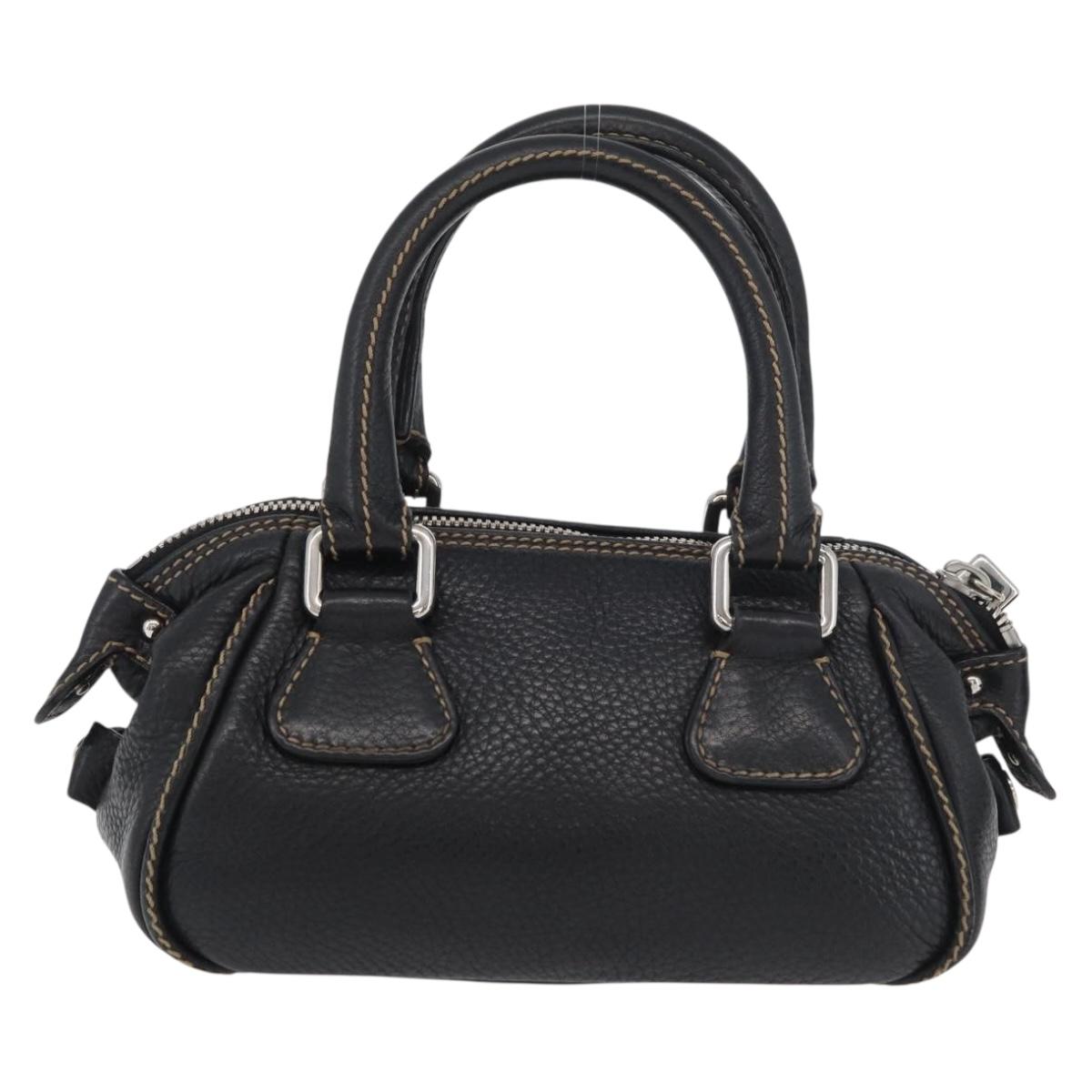 CHANEL Hand Bag Leather Black Silver CC Auth 179606SAV