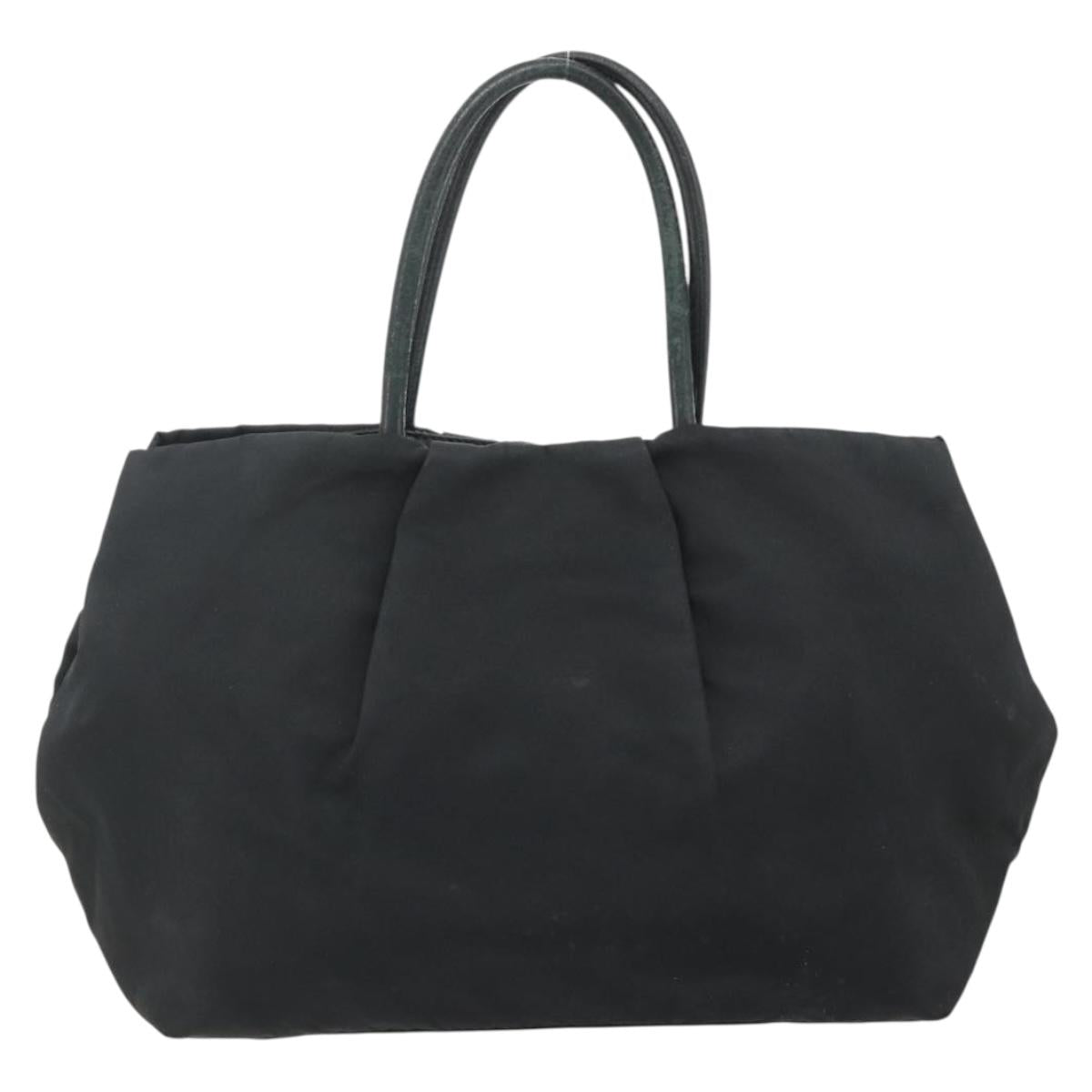 PRADA Ribbon Hand Bag Nylon Black Gold Auth 179608