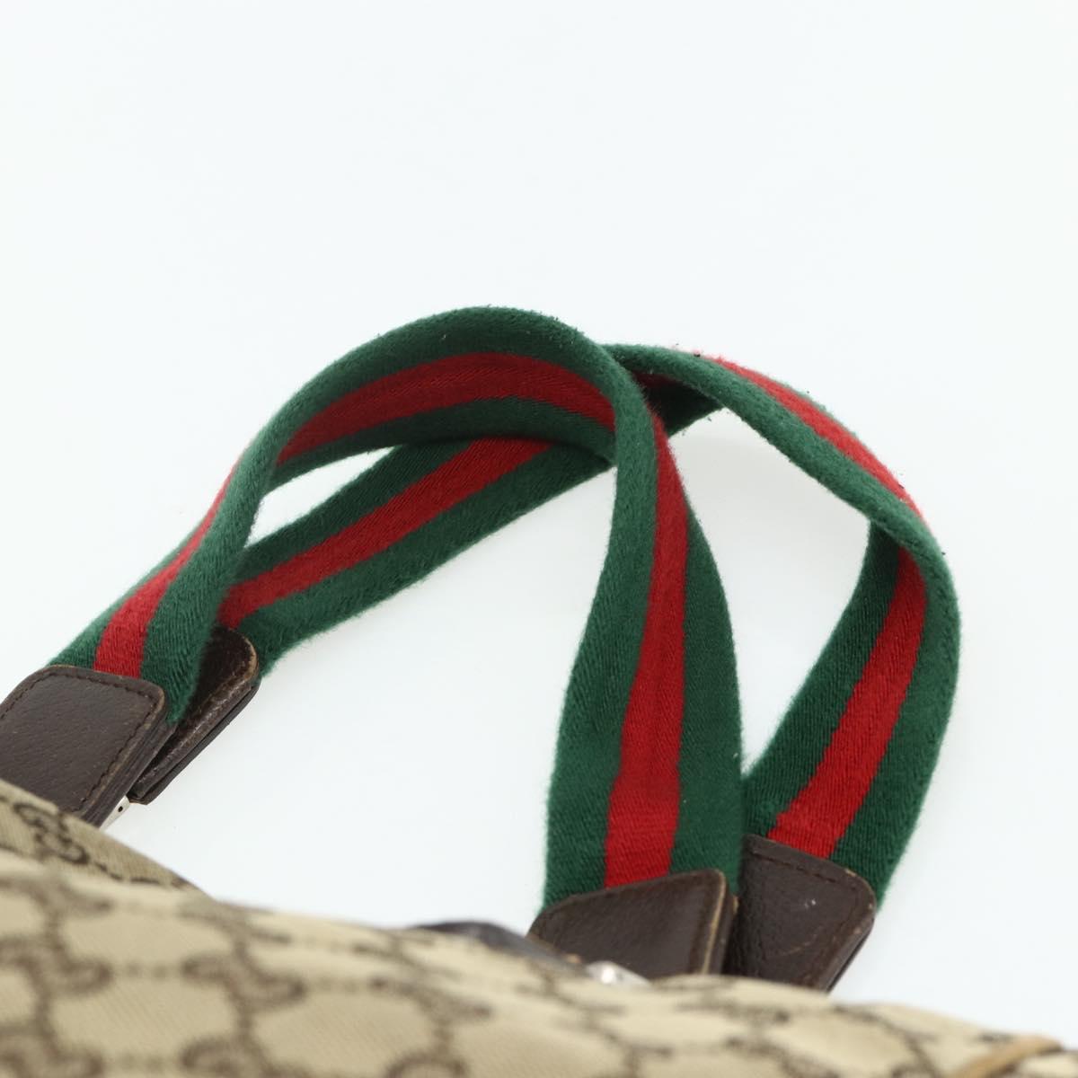 GUCCI GG Canvas Web Sherry Line Hand Bag Beige Silver 145758 Auth 179610