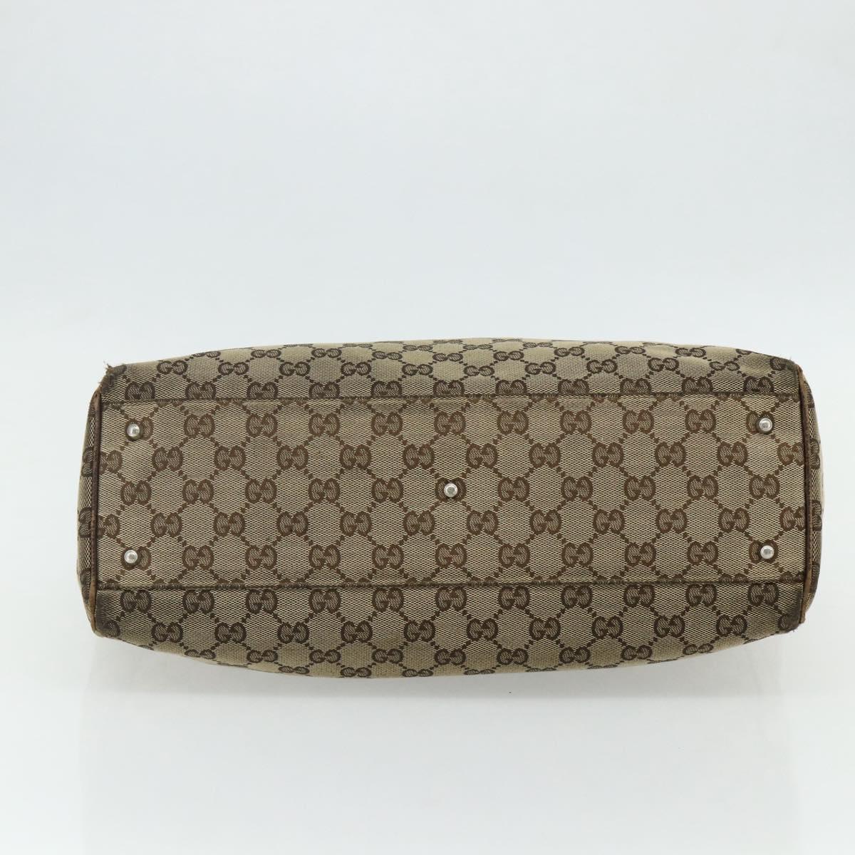 GUCCI GG Canvas Web Sherry Line Hand Bag Beige Silver 145758 Auth 179610