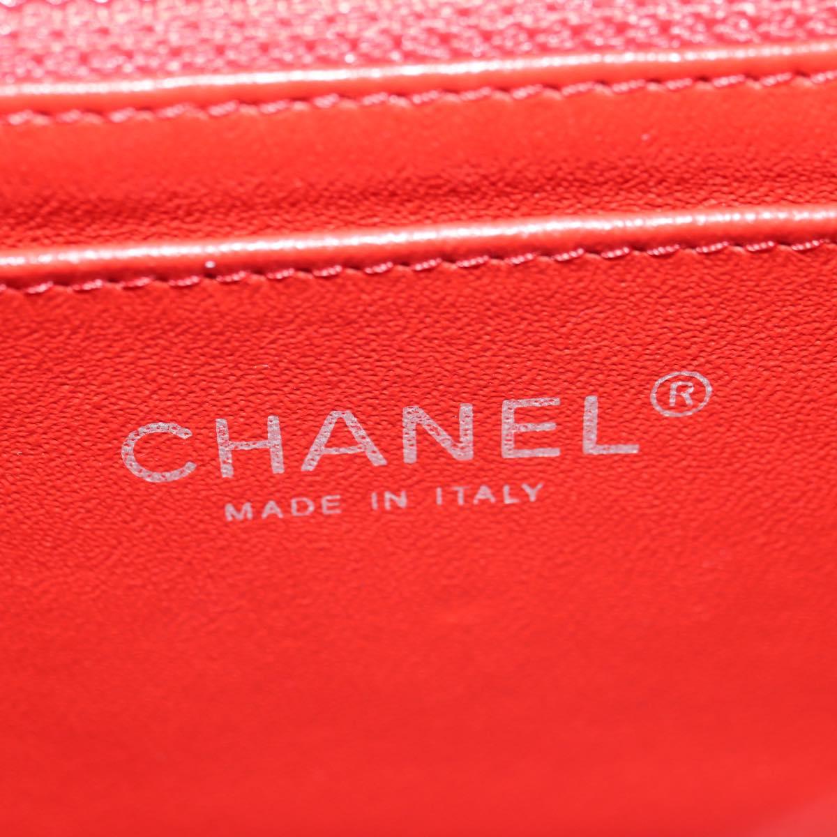 CHANEL Chain Mini Matelasse 19 Bag Lamb Skin Red Silver CC Auth 179620SAV