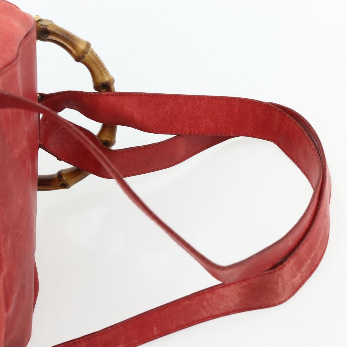 GUCCI Bamboo Backpack Leather Red Gold 000 2023 0016 Auth 179624