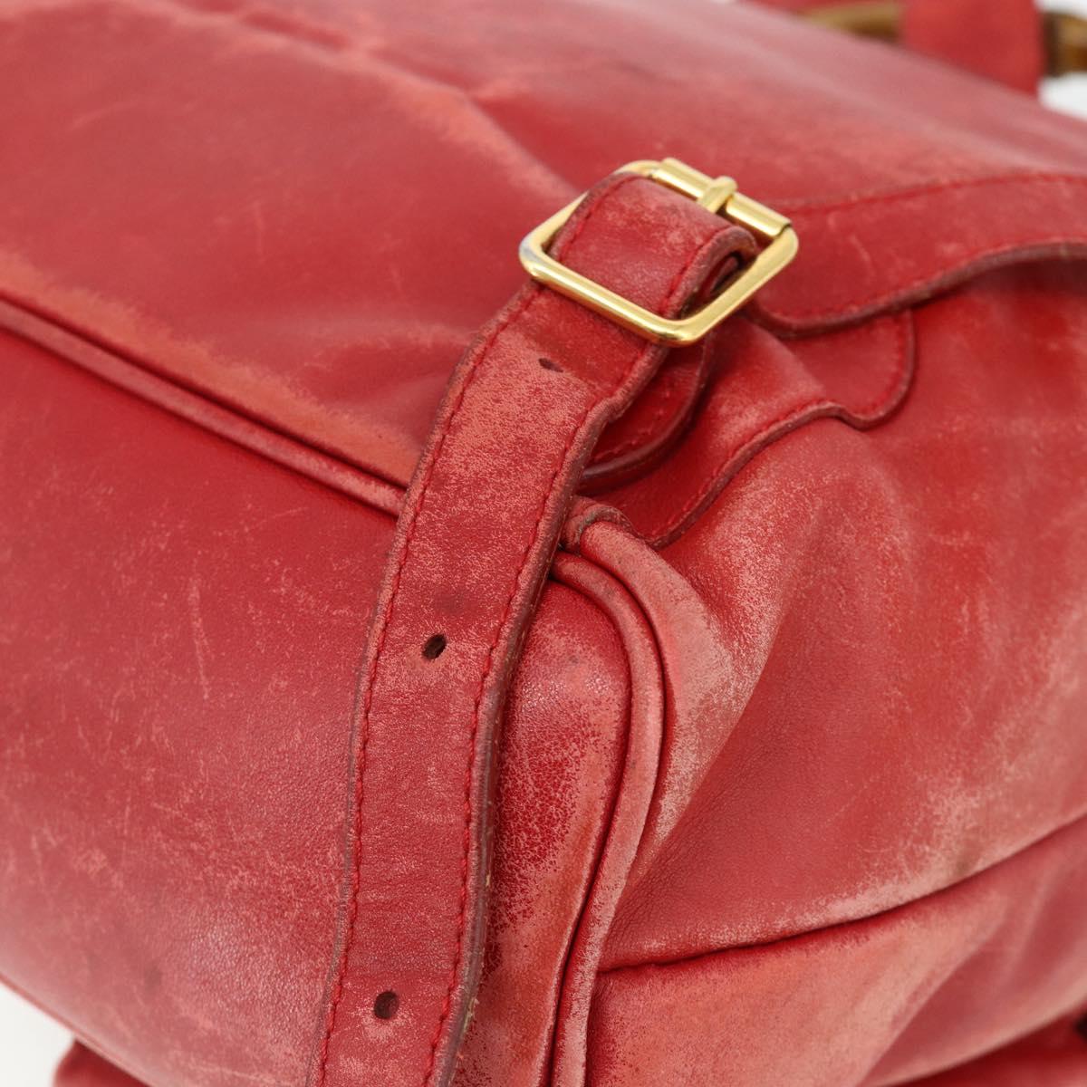 GUCCI Bamboo Backpack Leather Red Gold 000 2023 0016 Auth 179624