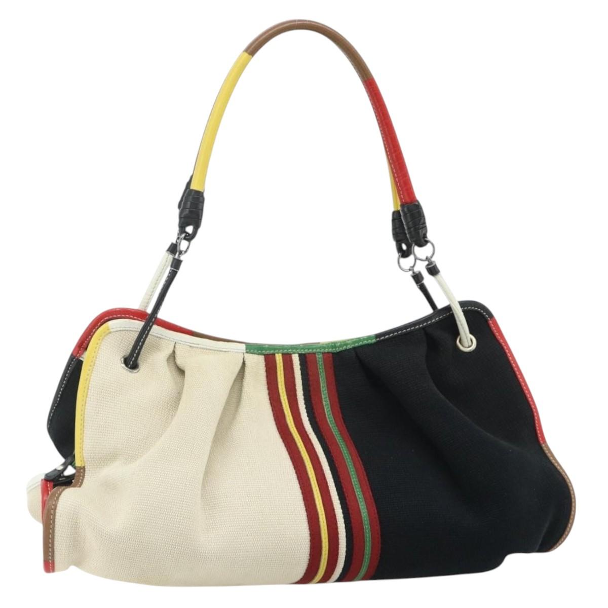 BOTTEGA VENETA Shoulder Bag Canvas Multicolor Silver Auth 179627A