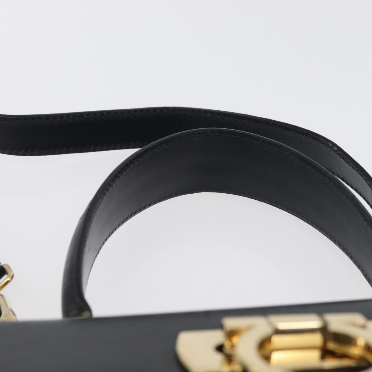 Salvatore Ferragamo Gancini Hand Bag Leather 2way Navy Gold Auth 179637