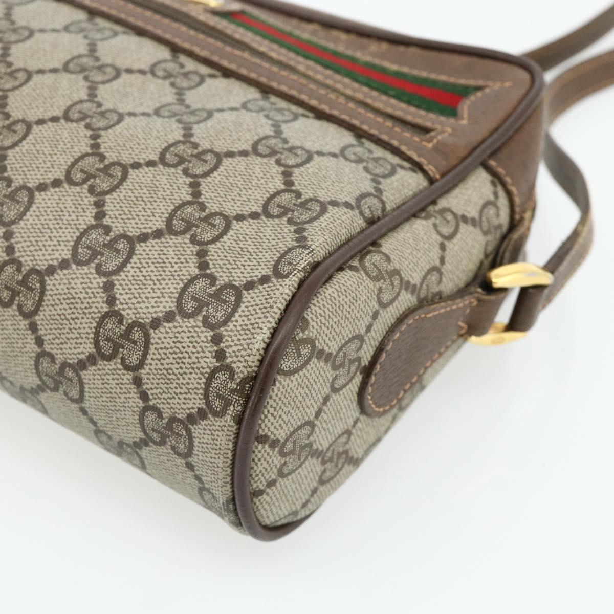 GUCCI GG Supreme Web Sherry Line Bag PVC Beige Gold 119 02 087 Auth 179638