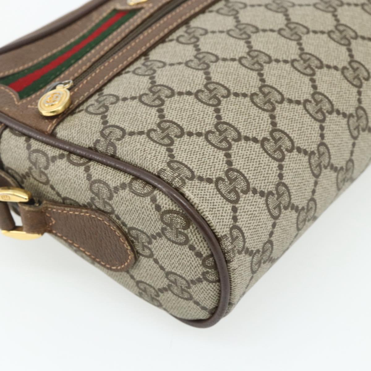 GUCCI GG Supreme Web Sherry Line Bag PVC Beige Gold 119 02 087 Auth 179638