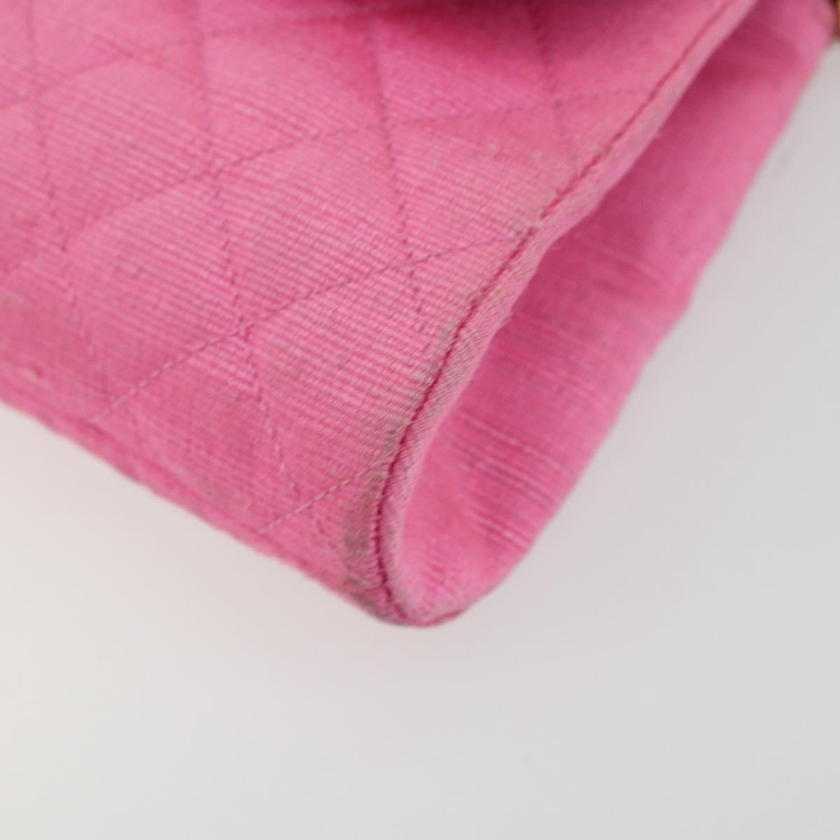 CHANEL Matelasse Chain Shoulder Bag Satin Gold Pink CC Auth 179642A
