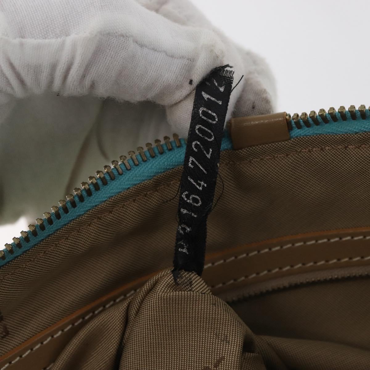 FENDI Zucchino Canvas Hand Bag Coated Canvas Green Gold Auth 179644