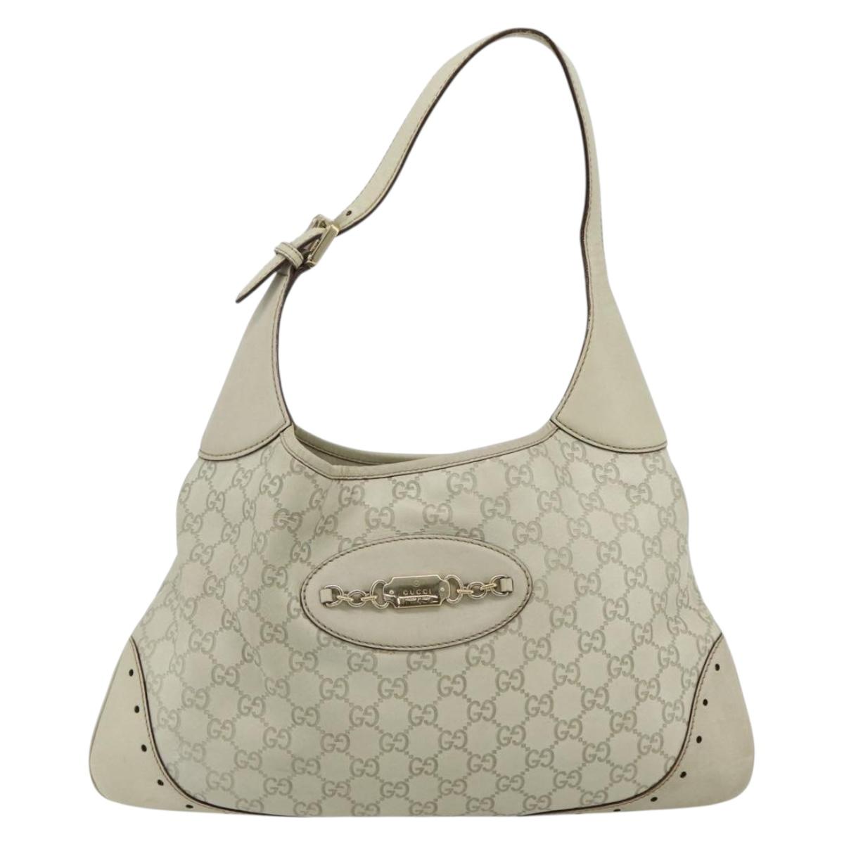 GUCCI GG Canvas Guccissima Shoulder Bag Leather Ivory Gold 145781 Auth 179647