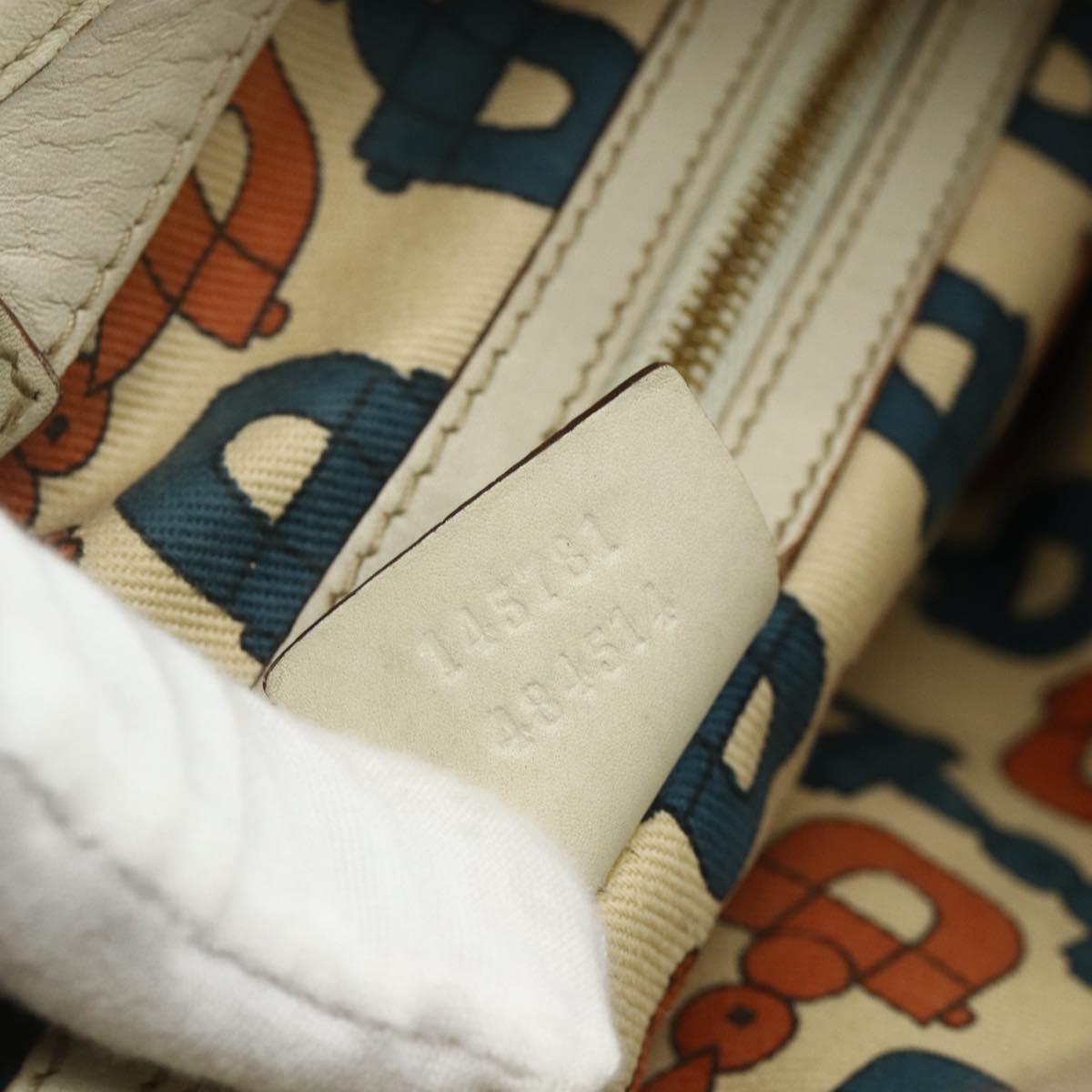 GUCCI GG Canvas Guccissima Shoulder Bag Leather Ivory Gold 145781 Auth 179647