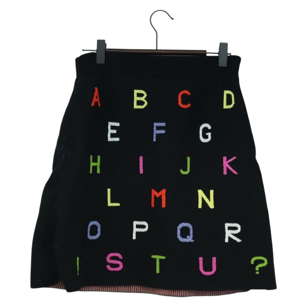 CHANEL Knitted Fabrics Skirt Wool Black CC Auth 179649M
