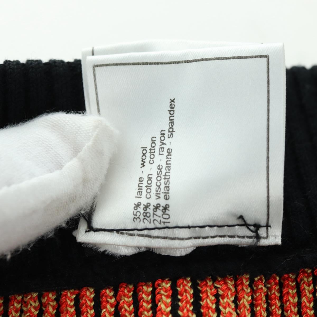 CHANEL Knitted Fabrics Skirt Wool Black CC Auth 179649M