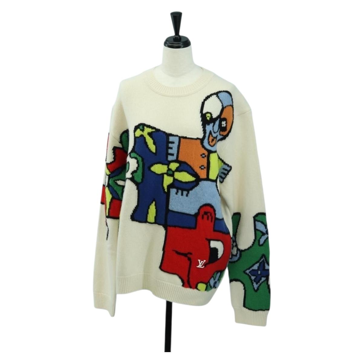 LOUIS VUITTON Knit Sweater Wool Multicolor LV Auth 179650M