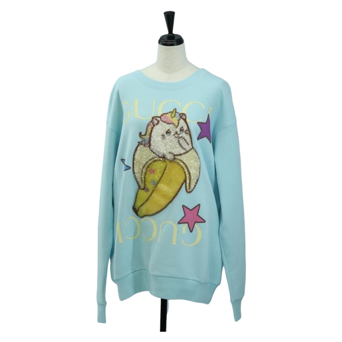GUCCI Bananya Collaboration Trainer Cotton Light Blue Auth 179651M