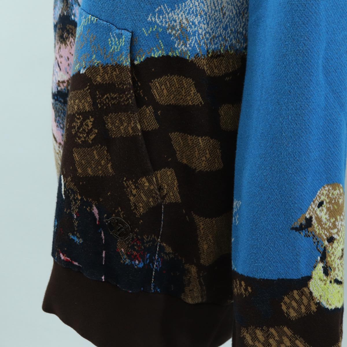 LOUIS VUITTON Knitted Hoodie Cotton Blue LV Auth 179652M