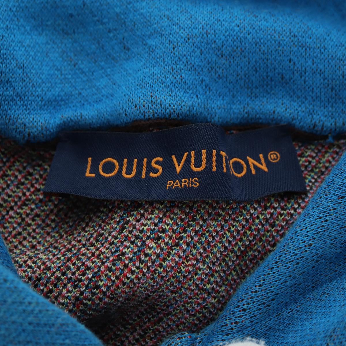 LOUIS VUITTON Knitted Hoodie Cotton Blue LV Auth 179652M