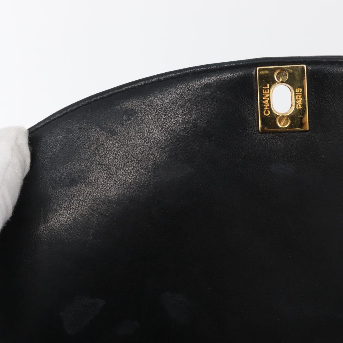 CHANEL Matelasse Chain Shoulder Bag Patent Leather Black Gold CC Auth 179684A