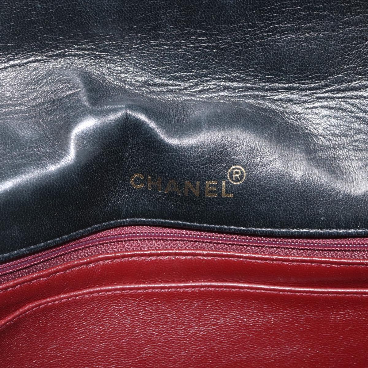 CHANEL Matelasse Chain Shoulder Bag Patent Leather Black Gold CC Auth 179684A
