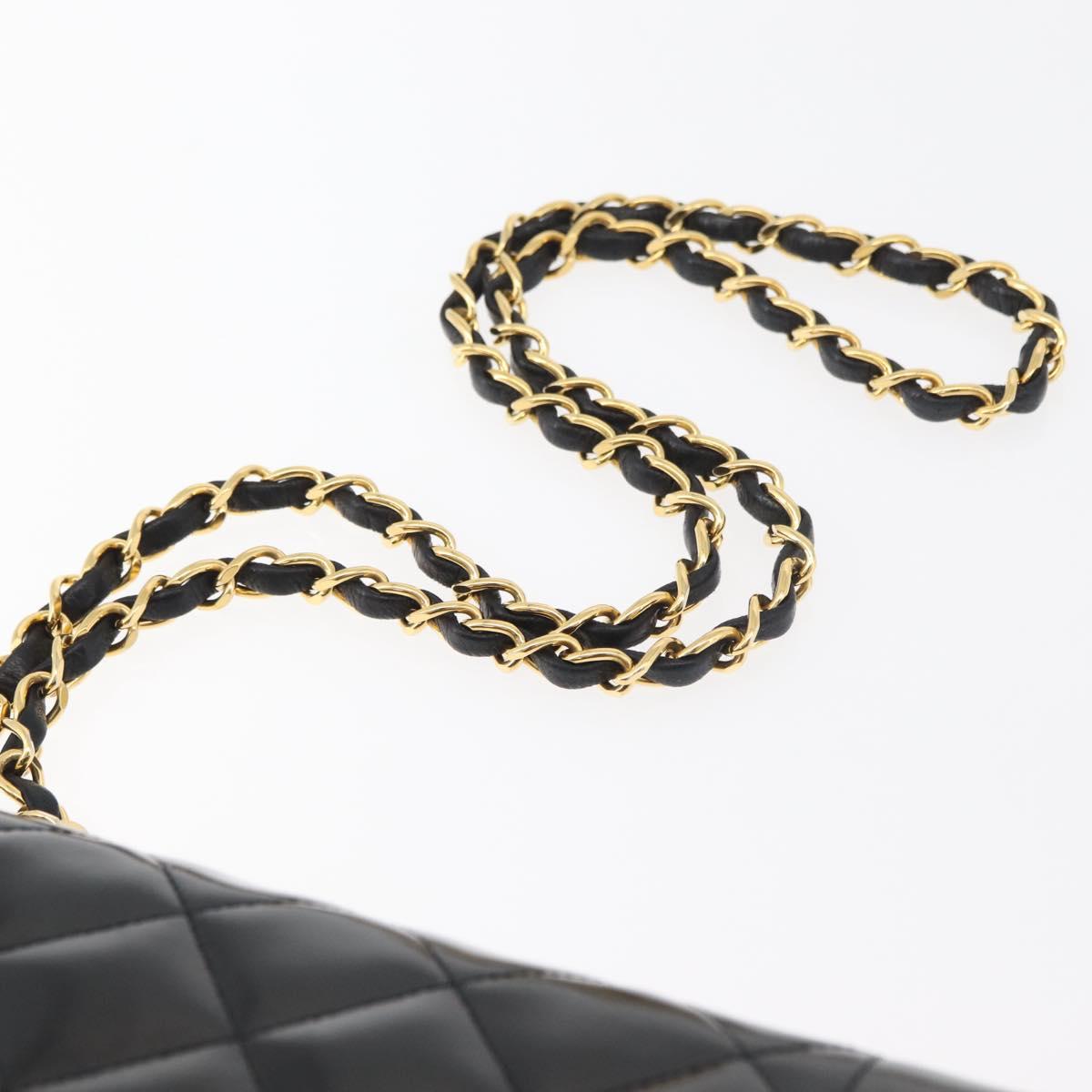 CHANEL Matelasse Chain Shoulder Bag Patent Leather Black Gold CC Auth 179684A