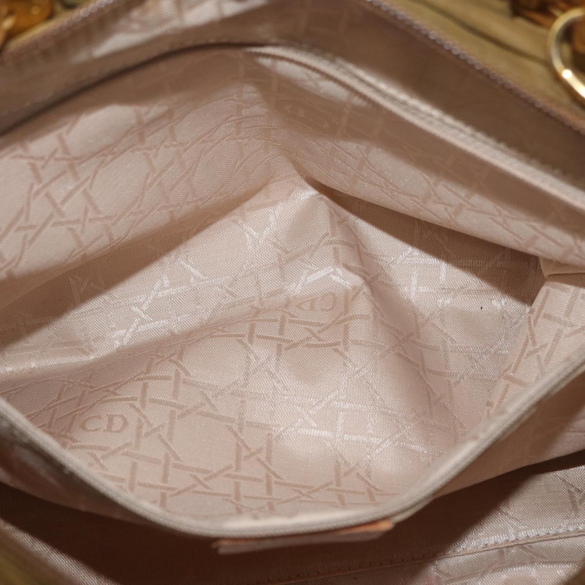 Christian Dior Canage Lady Dior Hand Bag Nylon 2way Khaki Gold Auth 179698