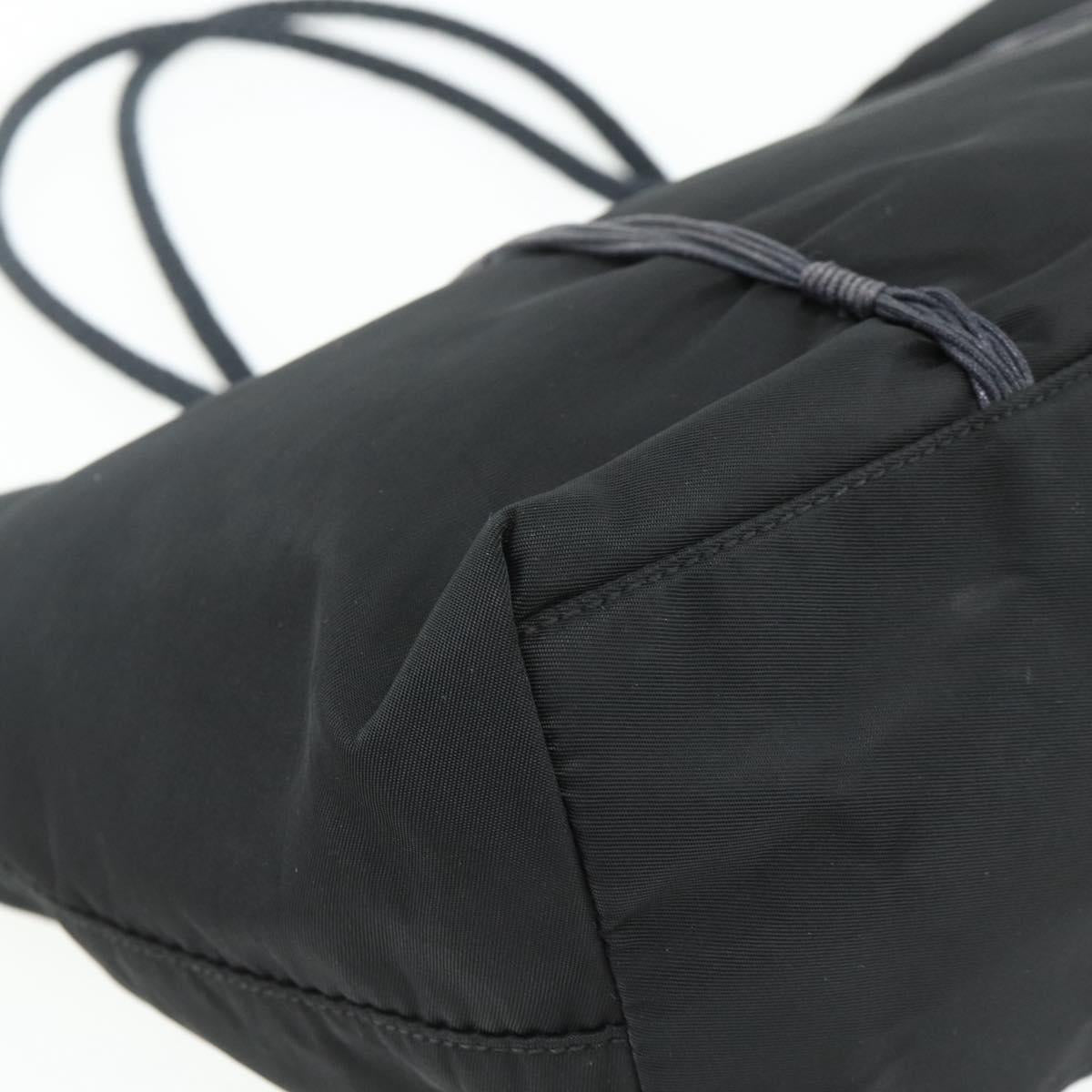PRADA Hand Bag Nylon Black Silver Auth 179699A