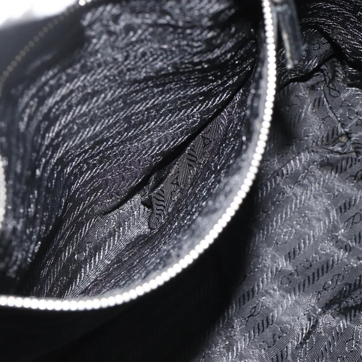 PRADA Hand Bag Nylon Black Silver Auth 179699A