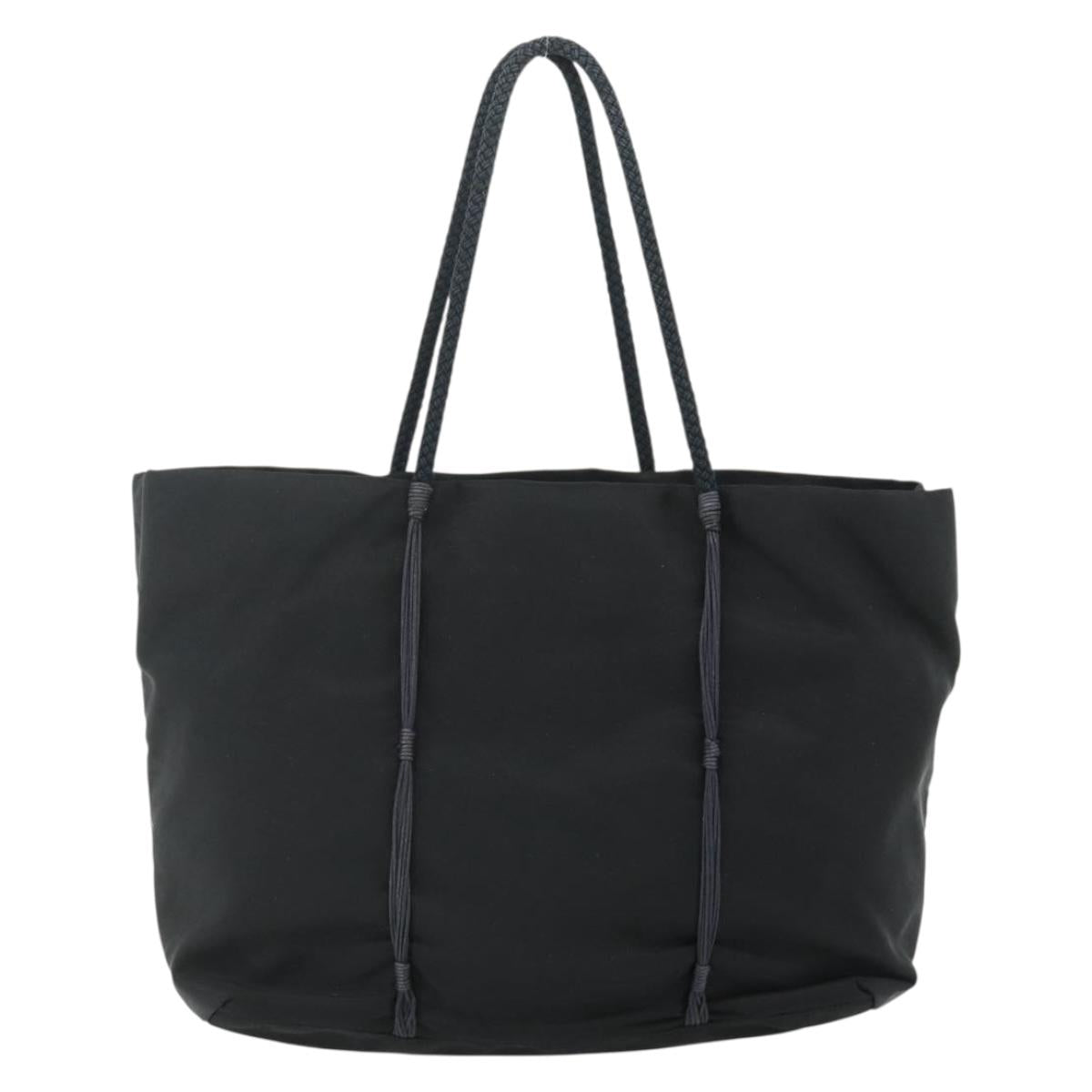PRADA Hand Bag Nylon Black Silver Auth 179699A