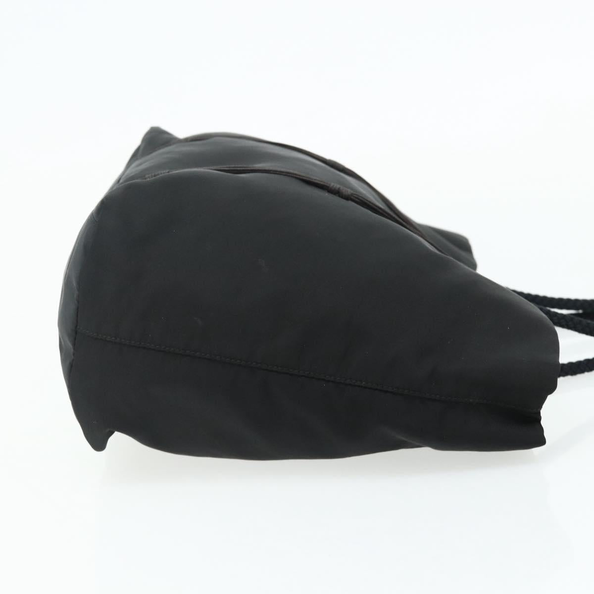 PRADA Hand Bag Nylon Black Silver Auth 179699A