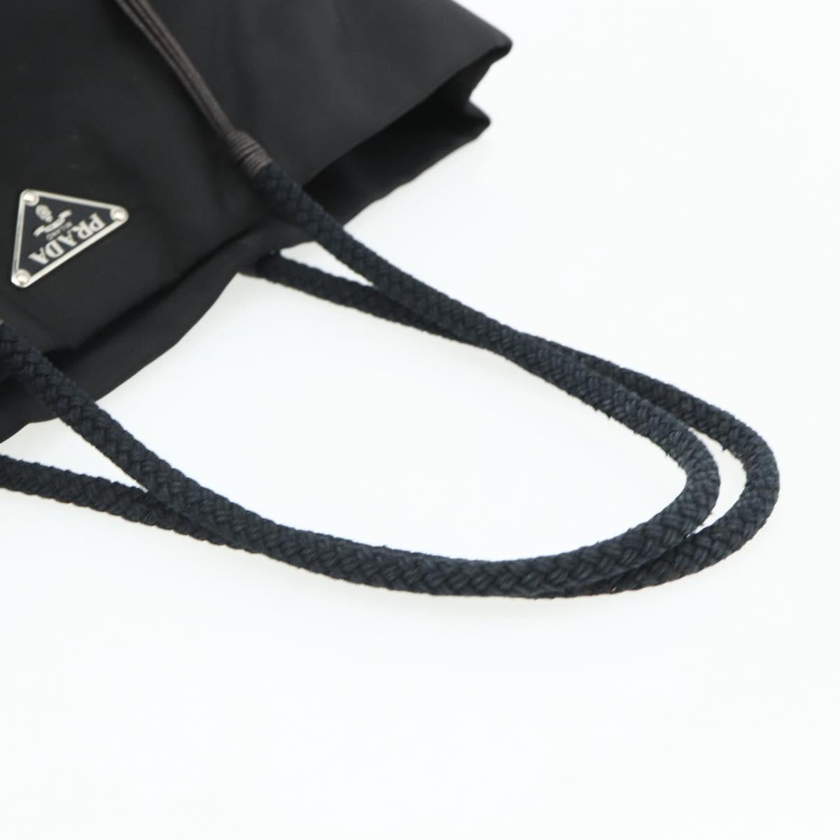 PRADA Hand Bag Nylon Black Silver Auth 179699A