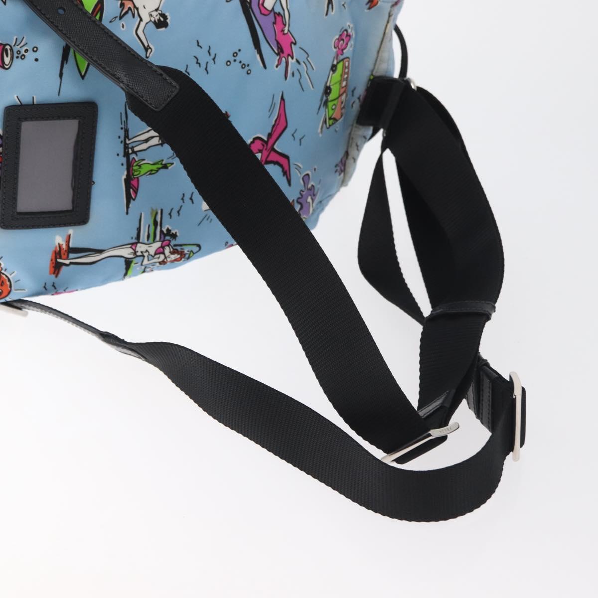 PRADA Backpack Nylon Light Blue Silver Auth 179705A