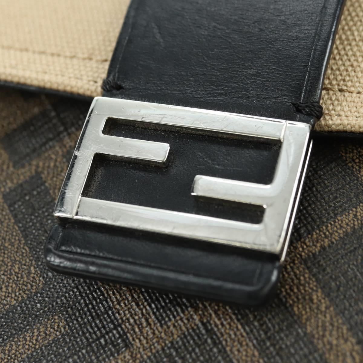 FENDI Zucca Canvas Bucket Slim Shoulder Bag Black Brown Auth 179706V